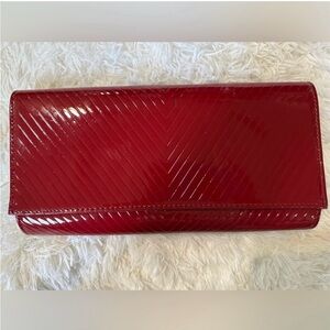 Nina Glossy Red Chevron Clutch